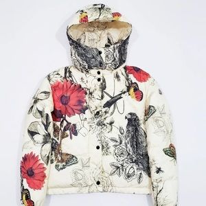NWT MONCLER CAILLE Down PufferJacket Floral Butterfly Print Detach Hood Coat